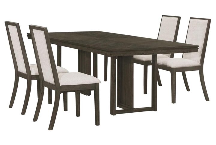 Upgrade your dining area with this chic transitional dining set