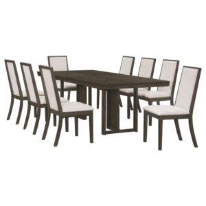 Upgrade your dining area with this chic transitional dining set