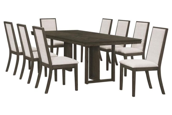 Upgrade your dining area with this chic transitional dining set