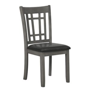 A combination of vertical and horizontal slats creates a window pane effect for this charming transitional dining chair. An armless silhouette is a versatile choice for relaxed