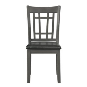 everyday living. The chair boasts a medium grey finish over Asian hardwood construction. Webbed seating and black faux leather upholstery combine for stylish comfort. Invite friends and family to have a seat and enjoy a lovely meal.