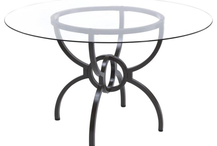 Elevate your dining experience with Aviano's captivating 5-piece dining set. The contemporary dining masterpiece features a meticulously crafted metal table base with curvaceous legs converging around an interlocking ring waist