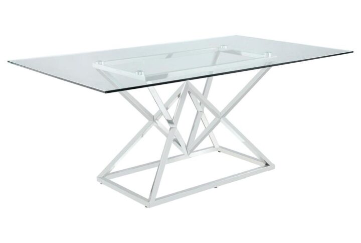 Decorate a dining room with an elegant focal point that makes any space look a bit more upscale. This glass top dining table features a strong