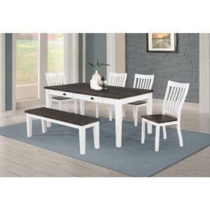 Every day dining can be charming and affordable with this two-tone dining set. Featuring a lovely farmhouse design