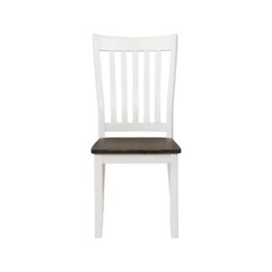 the two-tone dining chair offers a classic antique white frame with a contrasting wood seat in a rich espresso finish. The iconic stick back chair design is modernized with an ergonomically contoured shape for increased back support. Crafted of solid Asian hardwood with acacia veneer seat