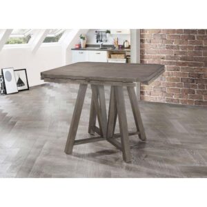 wooden dining table. This gorgeous piece is made with solid hardwood for exceptional quality and durability. A barn grey finish gives it a cool