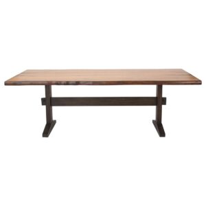 Rugged edges create a sense of rustic character for this wood dining table. Perfect for a family of six