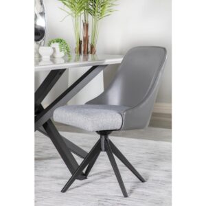 Retro-inspired influences elevate this modern dining chair into a playful seat at the table. Designed as a swivel chair