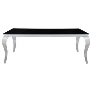 seamlessly fusing modern design with timeless elements. The table's stainless steel legs bring sophistication