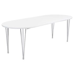 this table offers mid-century flair. Complete with a matte white tabletop