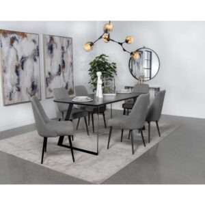 Transform your dining room into a sleek interior with this modern dining table. A bold