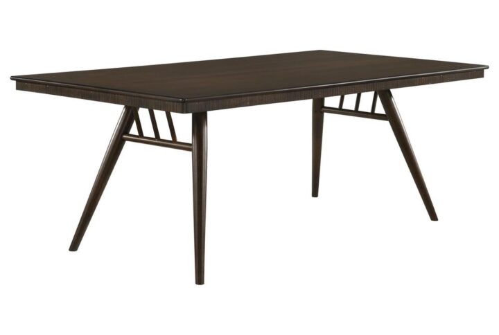 Dress up your modern dining room with this retro-inspired dining table set. Dine along the spacious rectangular table top