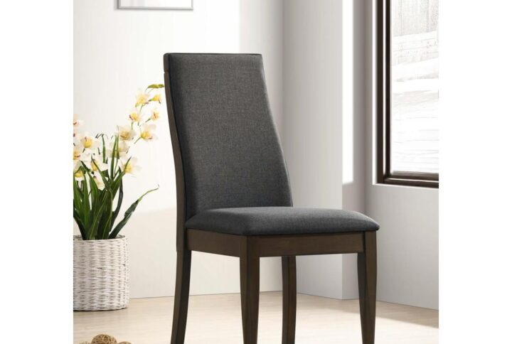 Bring a set of these beautiful contemporary side chairs to your dining table for a sophisticated touch. Designed with elegantly sloped backrests