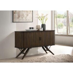 Elevate your dining area with this mid-century modern server. Beautifully designed with campaign style influences