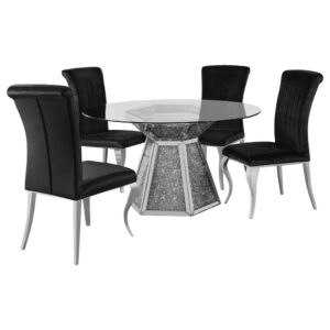 Host a small gathering in your dining room with this modern glam dining table set