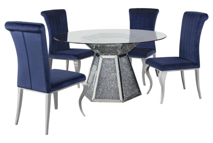 Host a small gathering in your dining room with this modern glam dining table set