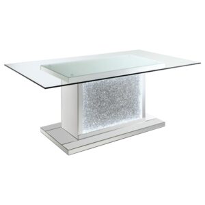 Delivering incomparable modern glam style to your dining room with this stunning glass dining table. A rectangular profile is spacious enough for the family