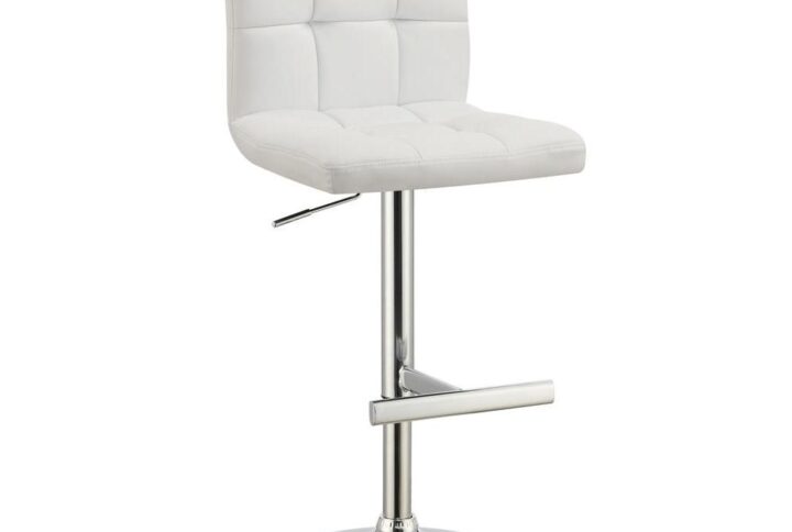 Cool white upholstery reinforces the modern silhouette of this height adjustable barstool. Accommodating a wide range of counter and bar height tables