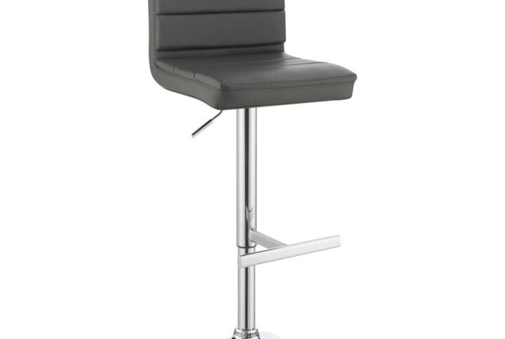 Chic grey leatherette cements the contemporary credentials of this adjustable barstool. Ideal for a home lounge or remodeled kitchen island