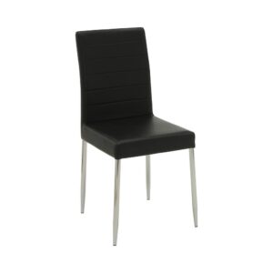 contemporary style for this everyday dining side chair. A smoothly upholstered seat is complemented with horizontal stitching across a tall back. Armless