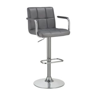 Square tufting adds depth and dimensionality to the sleek profile of this adjustable barstool. Complete with height adjustability