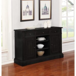 Formal elegance with a casual flavor equals an enticing look for a spacious dining room. This gorgeous server offers convenient space for storing and serving large parties or small gatherings. Antique noir offers a heady