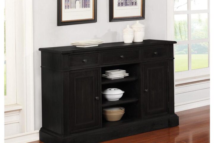 Formal elegance with a casual flavor equals an enticing look for a spacious dining room. This gorgeous server offers convenient space for storing and serving large parties or small gatherings. Antique noir offers a heady