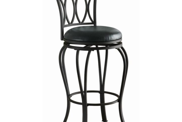 Introduce a decorative touch with the stylish presence of this metal barstool. Complete with a swivel seat that facilitates conversation