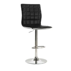 Intersecting vertical and horizontal stitching creates appealing waffle texture on this contemporary adjustable barstool. Easily rising and lowering to meet your special needs