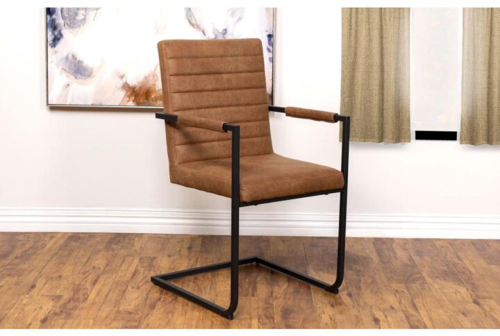 Immerse yourself in luxury with our modern dining arm chairs. Upholstered in luxurious antique brown leatherette