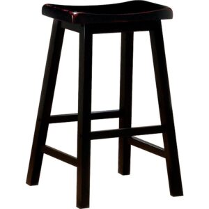 Round out your favorite seating space with the subdued sophistication of this bar height stool. Showcasing a saddle seat design