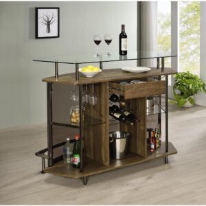 this contemporary bar unit elevates a modern style home. With a curved shape