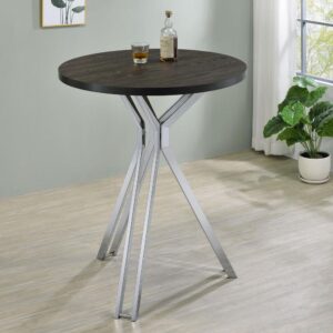 Gather around this sleek rustic-inspired contemporary bar table to wet your whistle. Designed with a wonderful contrast of woodsy and metallic elements