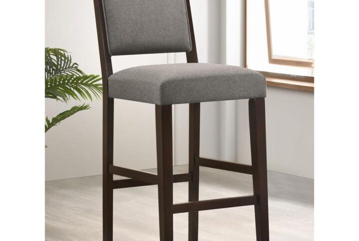 Clean lines and modern materials collide in this transitional stool. Designed with a sophisticated