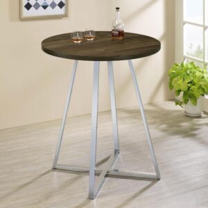 Host your closest friends around this contemporary bar table. Designed with a round