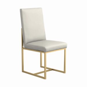 Complete your modern dining space with this set of two sleek dining chairs from the Conway collection. These chairs showcase a metal base with clean