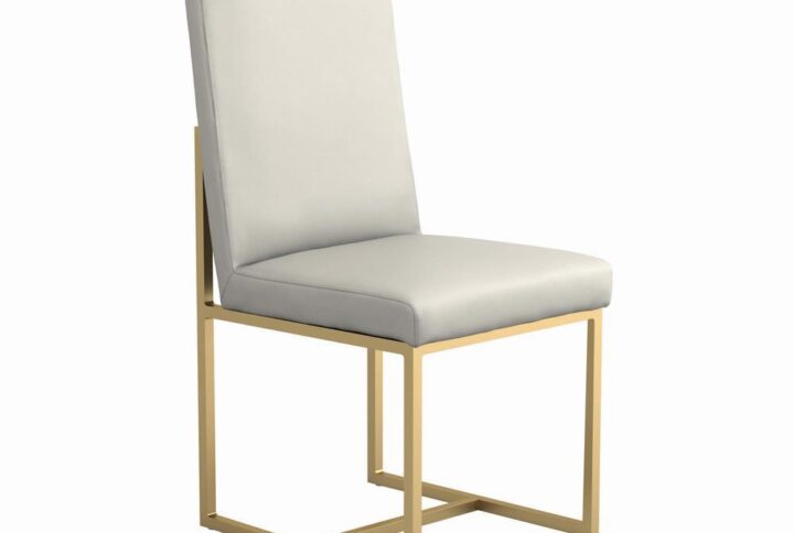Complete your modern dining space with this set of two sleek dining chairs from the Conway collection. These chairs showcase a metal base with clean