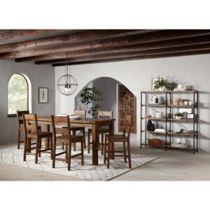 Make the most of laid-back farmhouse style with a counter-height dining set that serves both semi-formal and casual entertaining needs. With a lush
