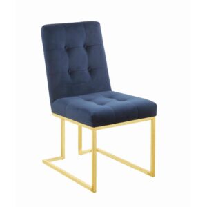 Bold color and radiant metallic from this armless dining chair create a stunning visual. Arranged elegantly