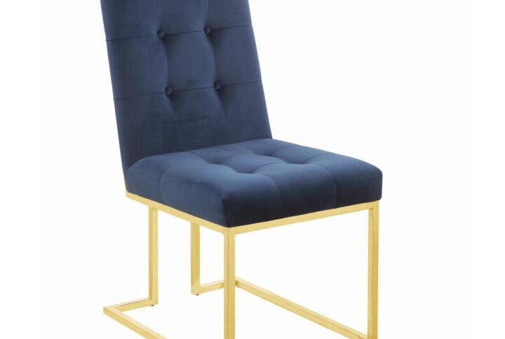 Bold color and radiant metallic from this armless dining chair create a stunning visual. Arranged elegantly