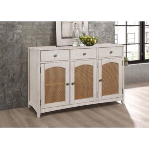 Maintain an organized transitional kitchen or contemporary dining room with this charming two-tone farmhouse style server