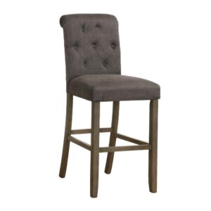 this set of two transitional stools offer a striking color combination. Each upholstered seat is wrapped in a soft and comfortable linen-like fabric that lends a timeless look. Plus