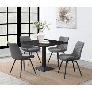 this minimally designed modern dining table is perfect for compact spaces. Capable of seating up to four guests or family members
