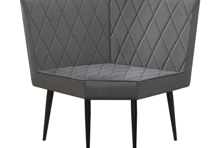 Join two benches together for spacious seating with this contemporary corner bench. Wrapped in a diamond quilted grey fabric