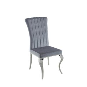 This elegant side chair completes a room in sleek