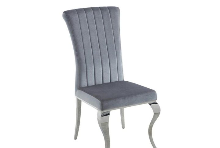 This elegant side chair completes a room in sleek