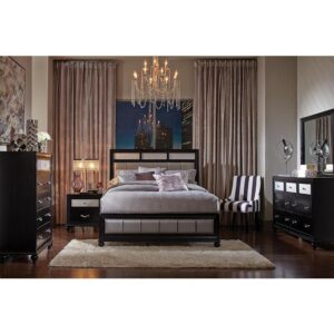 Add bling and pizzazz to the bedroom with this fabulous 5-piece bedroom set from the Barzini collection