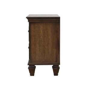this nightstand is full of contemporary updates. The warmly hued drawer fronts feature a burnished oak finish and operate with soft-closing glides. Sleek and elongated