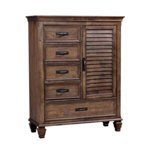 Exquisite detailing and versatile storage options make this wooden door chest a fashionable and functional choice.Inspired by island resort style