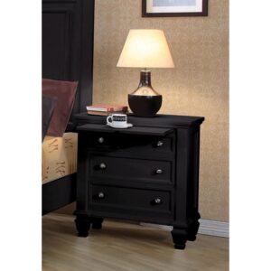 this nightstand is perfect for any bedroom. Three spacious drawers offer plenty of room to accommodate your personal possessions. Each drawer is complete with two classic round knobs